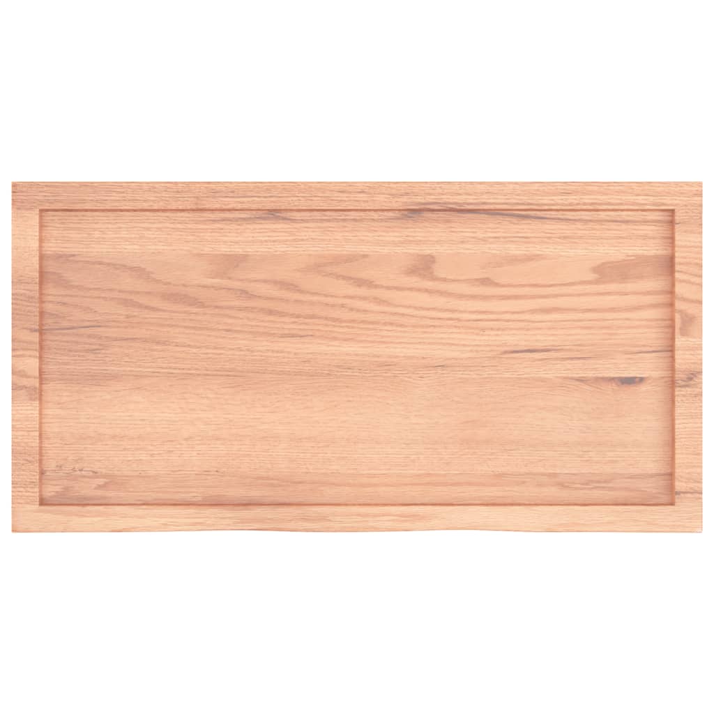 Tischplatte Hellbraun 100x50x(2-6)cm Massivholz Eiche Behandelt