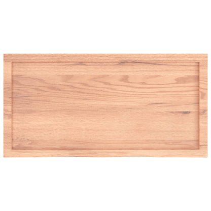 Tischplatte Hellbraun 100x50x(2-6)cm Massivholz Eiche Behandelt
