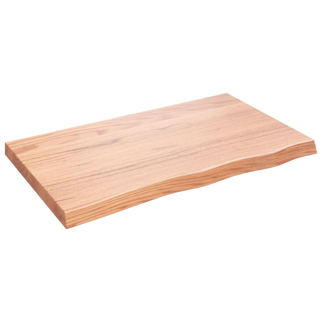 Tischplatte Hellbraun 100x60x(2-6)cm Massivholz Eiche Behandelt