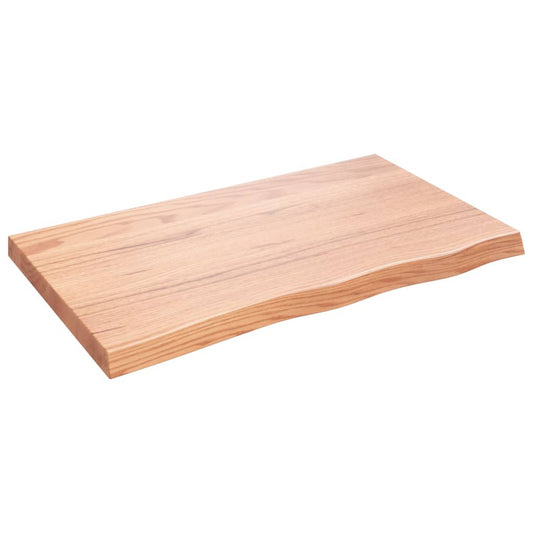 Tischplatte Hellbraun 100x60x(2-6)cm Massivholz Eiche Behandelt