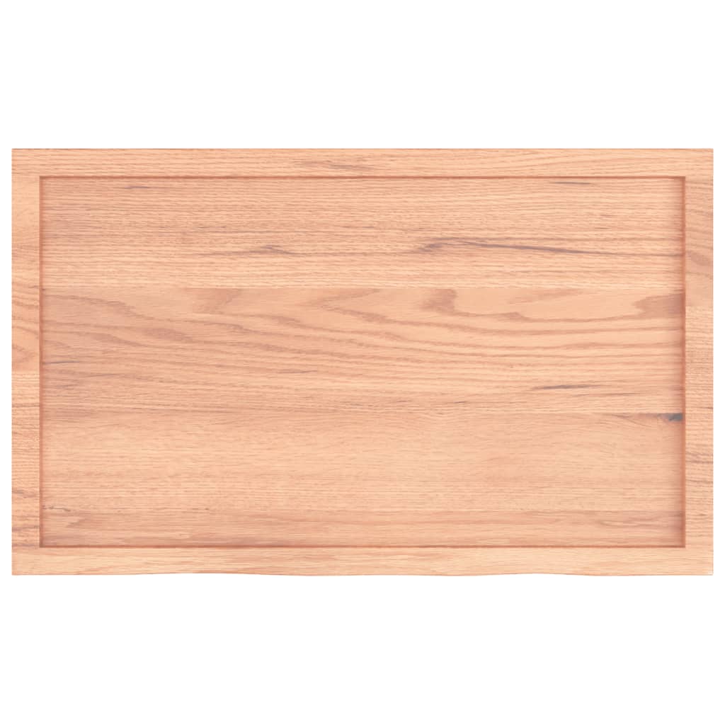Tischplatte Hellbraun 100x60x(2-6)cm Massivholz Eiche Behandelt