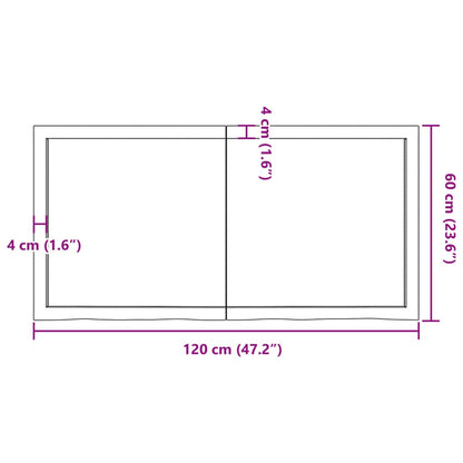 Tischplatte Hellbraun 120x60x(2-4)cm Massivholz Eiche Behandelt