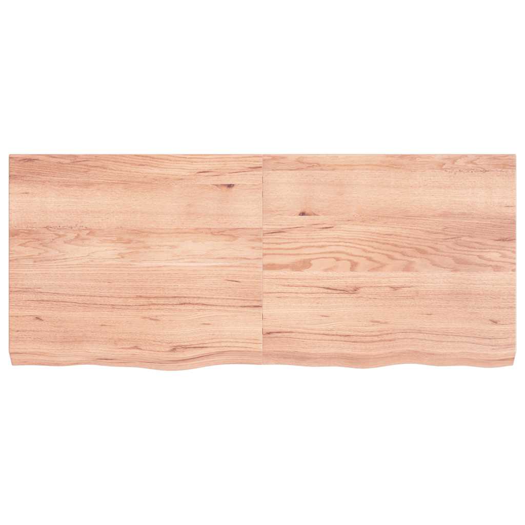 Tischplatte Hellbraun 140x60x(2-6)cm Massivholz Eiche Behandelt