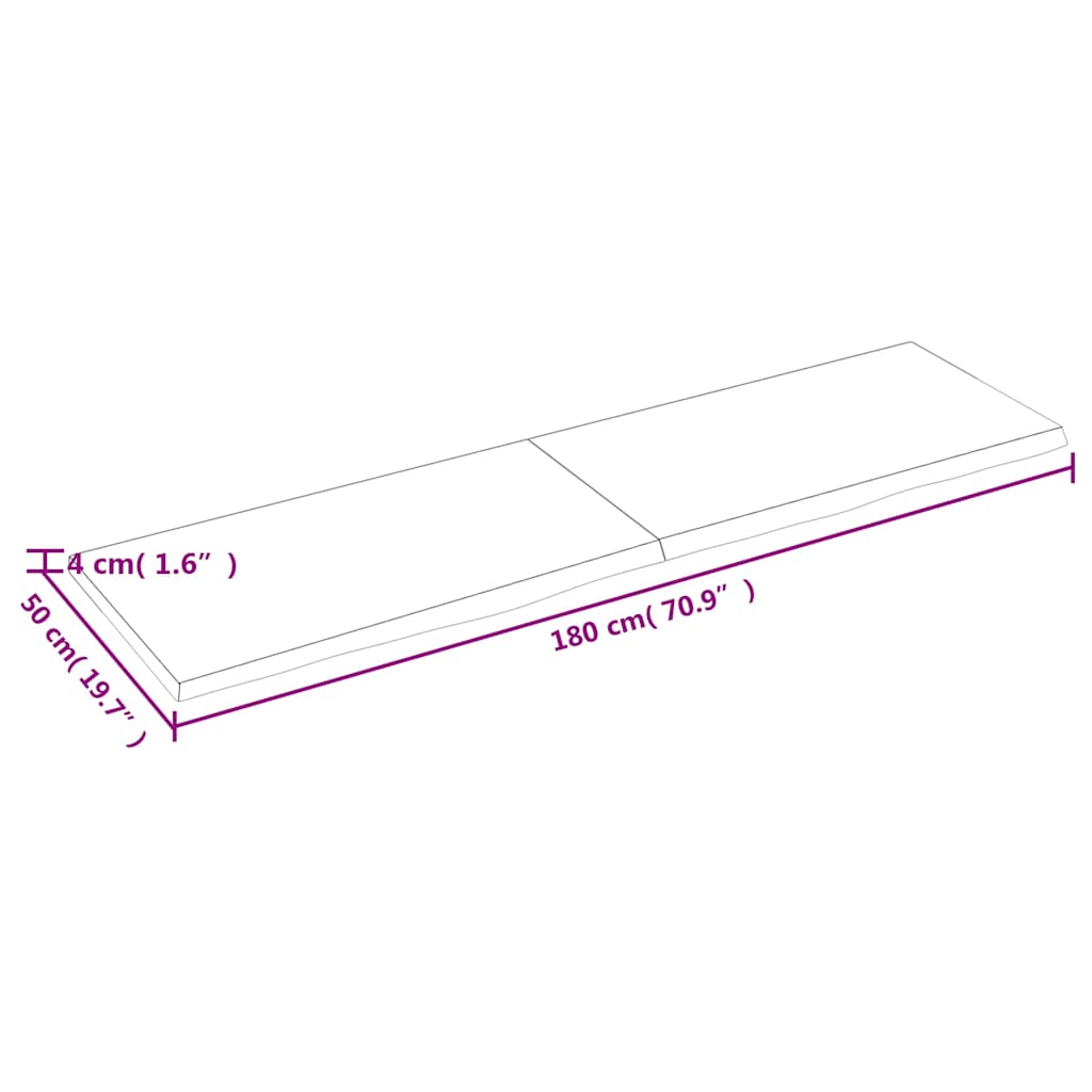 Tischplatte Hellbraun 180x50x(2-4)cm Massivholz Eiche Behandelt