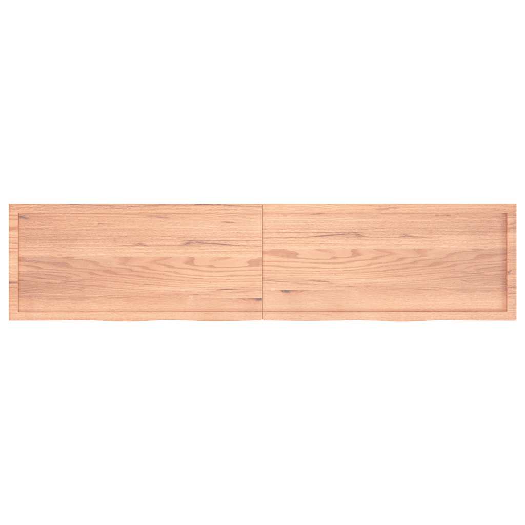 Tischplatte Hellbraun 220x50x(2-6)cm Massivholz Eiche Behandelt