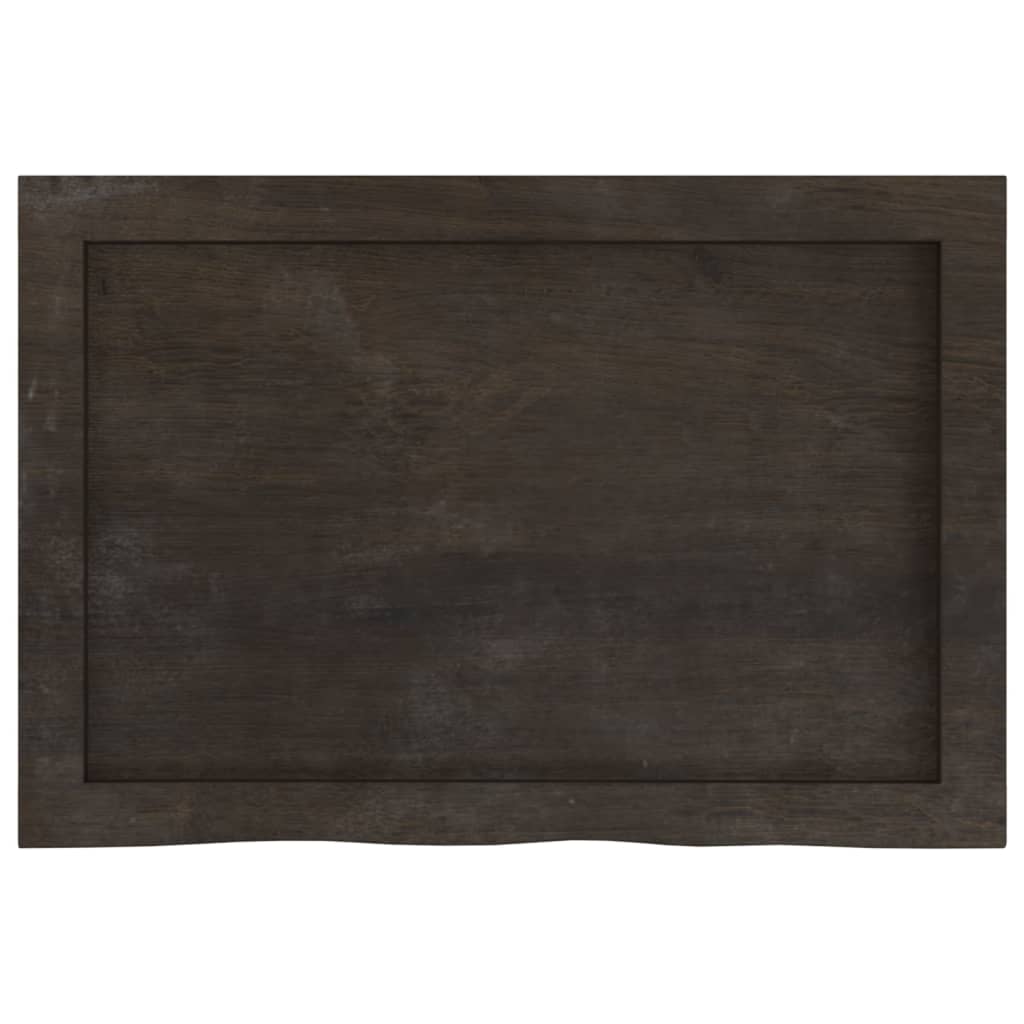 Tischplatte Dunkelbraun 60x40x(2-4)cm Massivholz Eiche