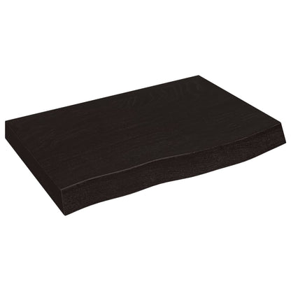 Tischplatte Dunkelbraun 60x40x(2-6)cm Massivholz Eiche