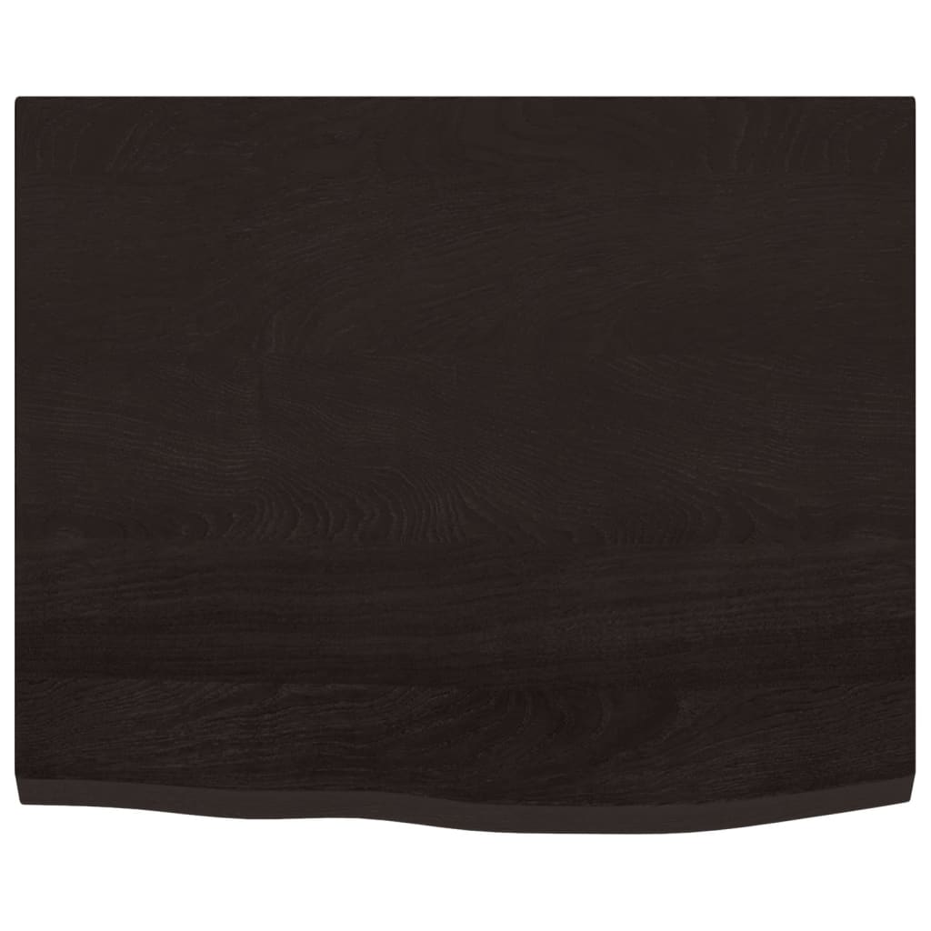 Tischplatte Dunkelbraun 60x50x2 cm Massivholz Eiche Behandelt