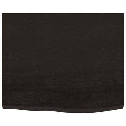 Tischplatte Dunkelbraun 60x50x2 cm Massivholz Eiche Behandelt