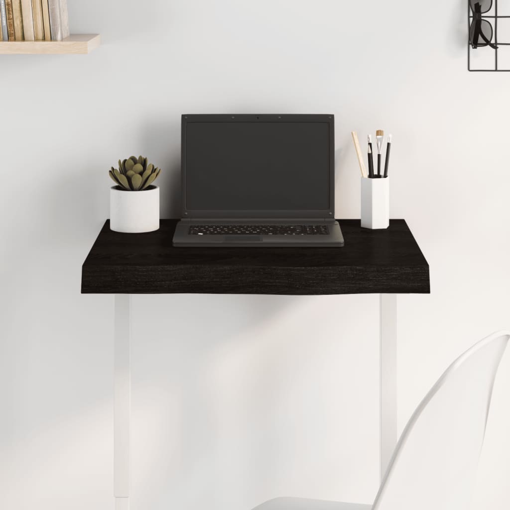 Tischplatte Dunkelbraun 60x50x(2-6)cm Massivholz Eiche