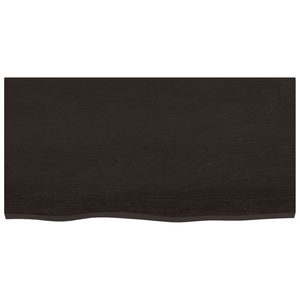 Tischplatte Dunkelbraun 80x40x2 cm Massivholz Eiche Behandelt