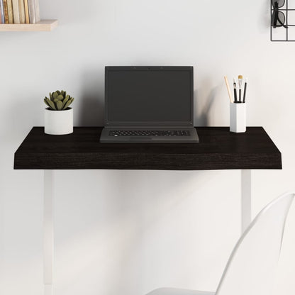 Tischplatte Dunkelbraun 80x50x(2-6)cm Massivholz Eiche