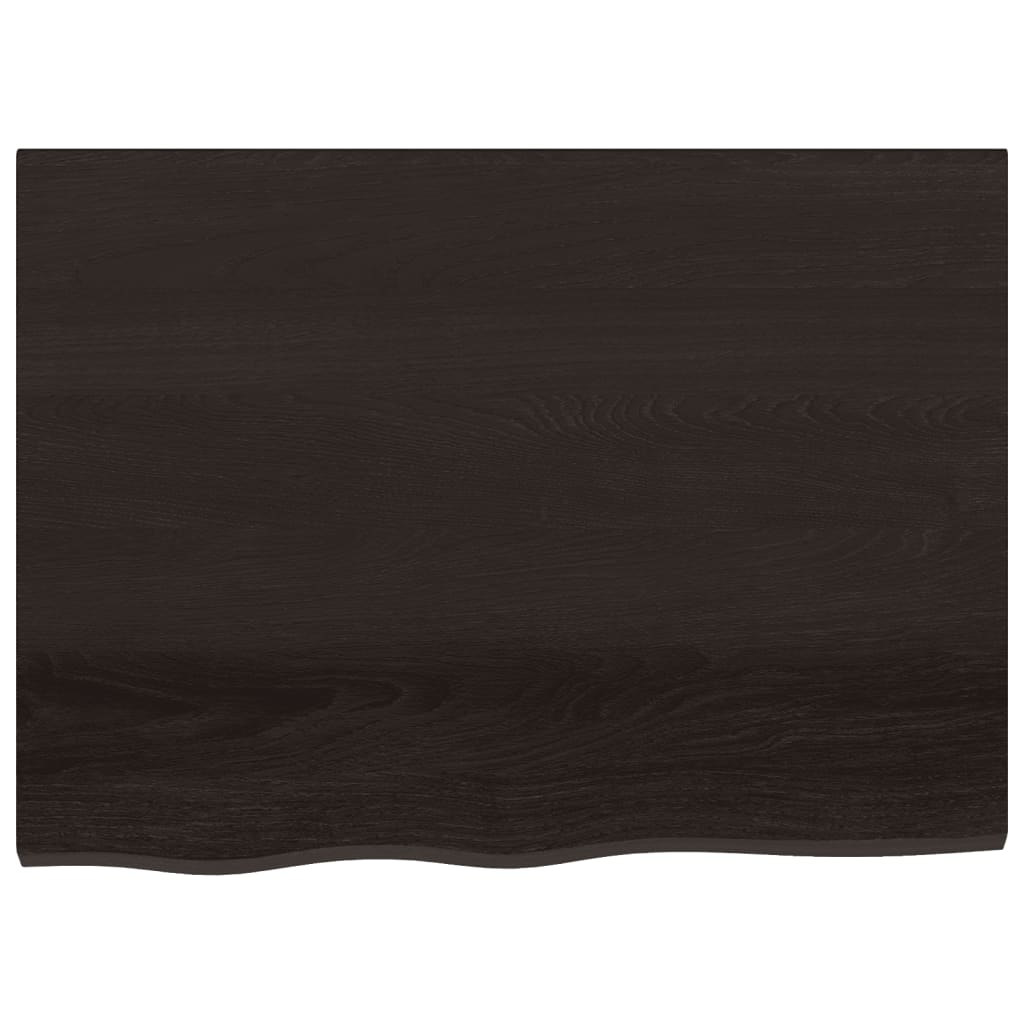 Tischplatte Dunkelbraun 80x60x2 cm Massivholz Eiche Behandelt