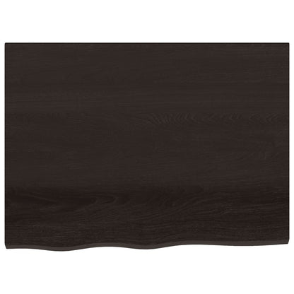 Tischplatte Dunkelbraun 80x60x2 cm Massivholz Eiche Behandelt