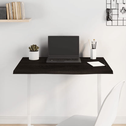 Tischplatte Dunkelbraun 80x60x2 cm Massivholz Eiche Behandelt