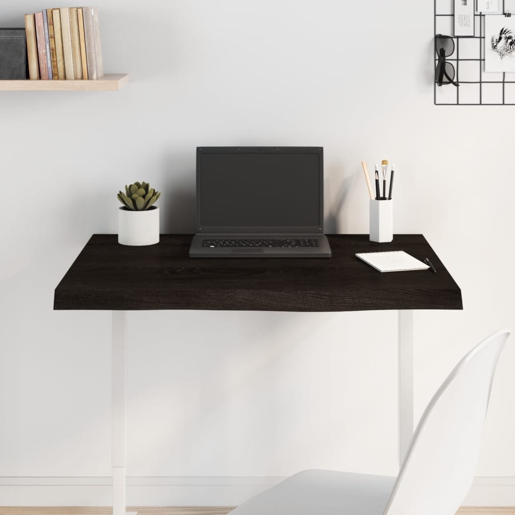 Tischplatte Dunkelbraun 80x60x(2-4)cm Massivholz Eiche