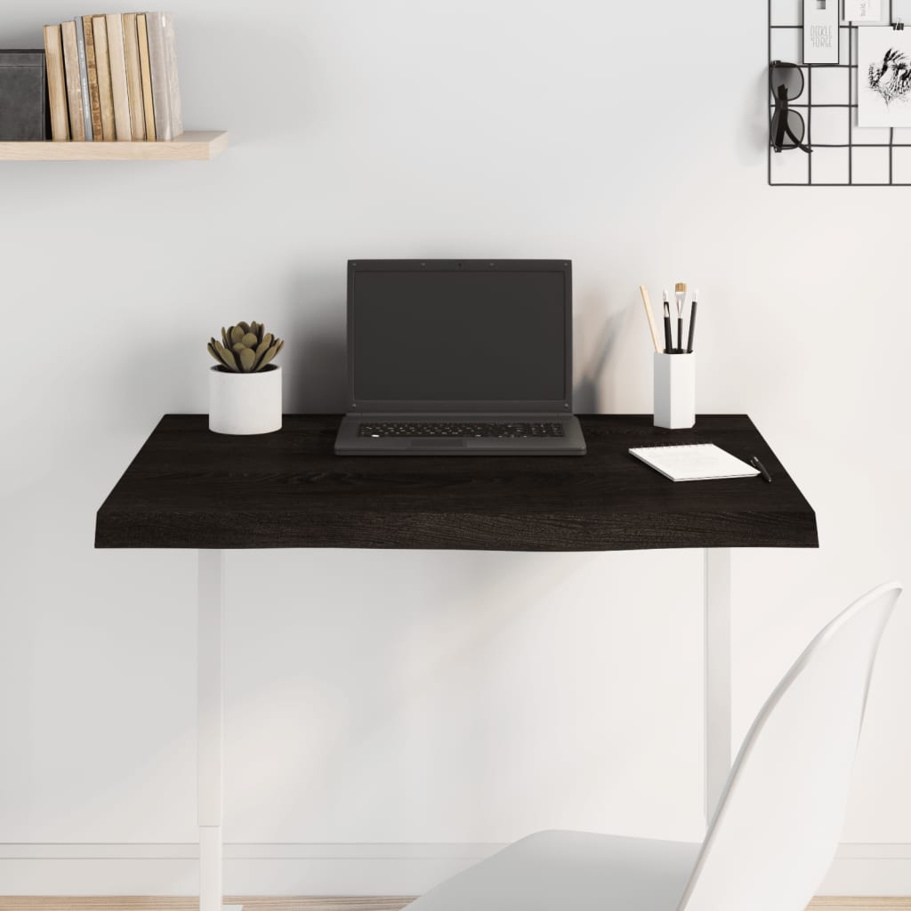 Tischplatte Dunkelbraun 80x60x(2-6)cm Massivholz Eiche