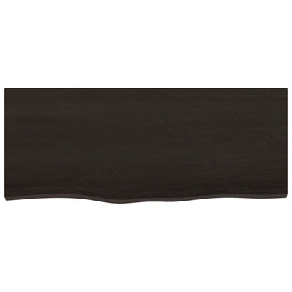 Tischplatte Dunkelbraun 100x40x2 cm Massivholz Eiche Behandelt
