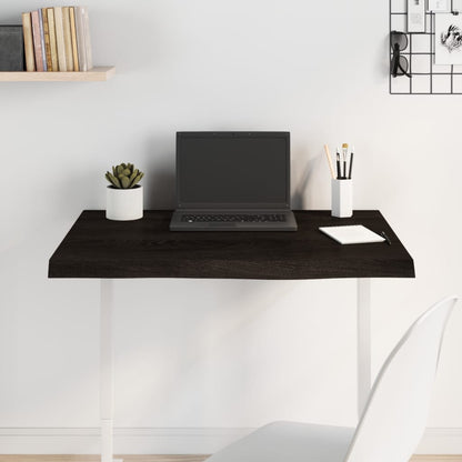Tischplatte Dunkelbraun 100x40x2 cm Massivholz Eiche Behandelt