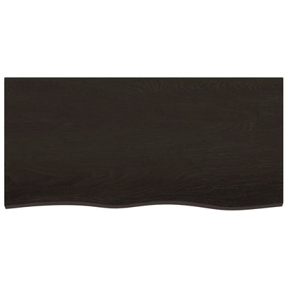 Tischplatte Dunkelbraun 100x50x(2-4)cm Massivholz Eiche