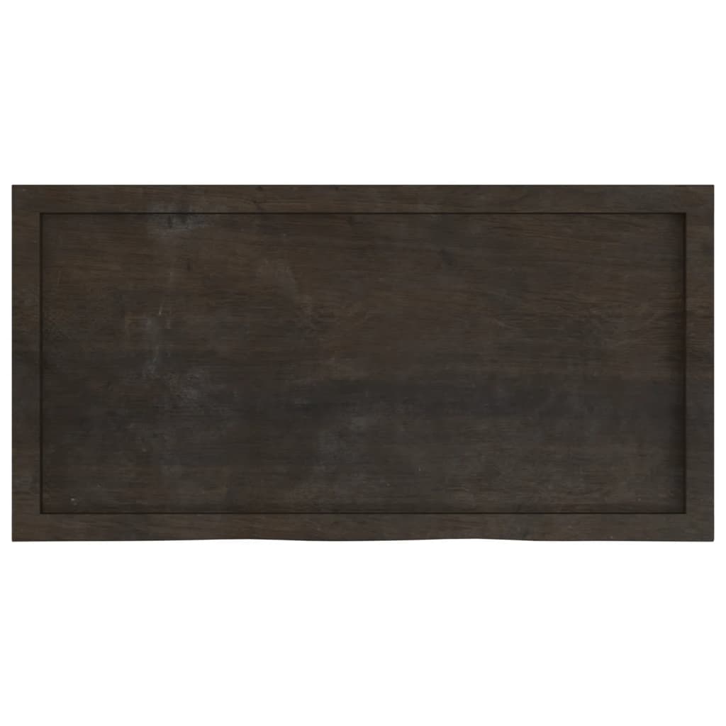 Tischplatte Dunkelbraun 100x50x(2-4)cm Massivholz Eiche