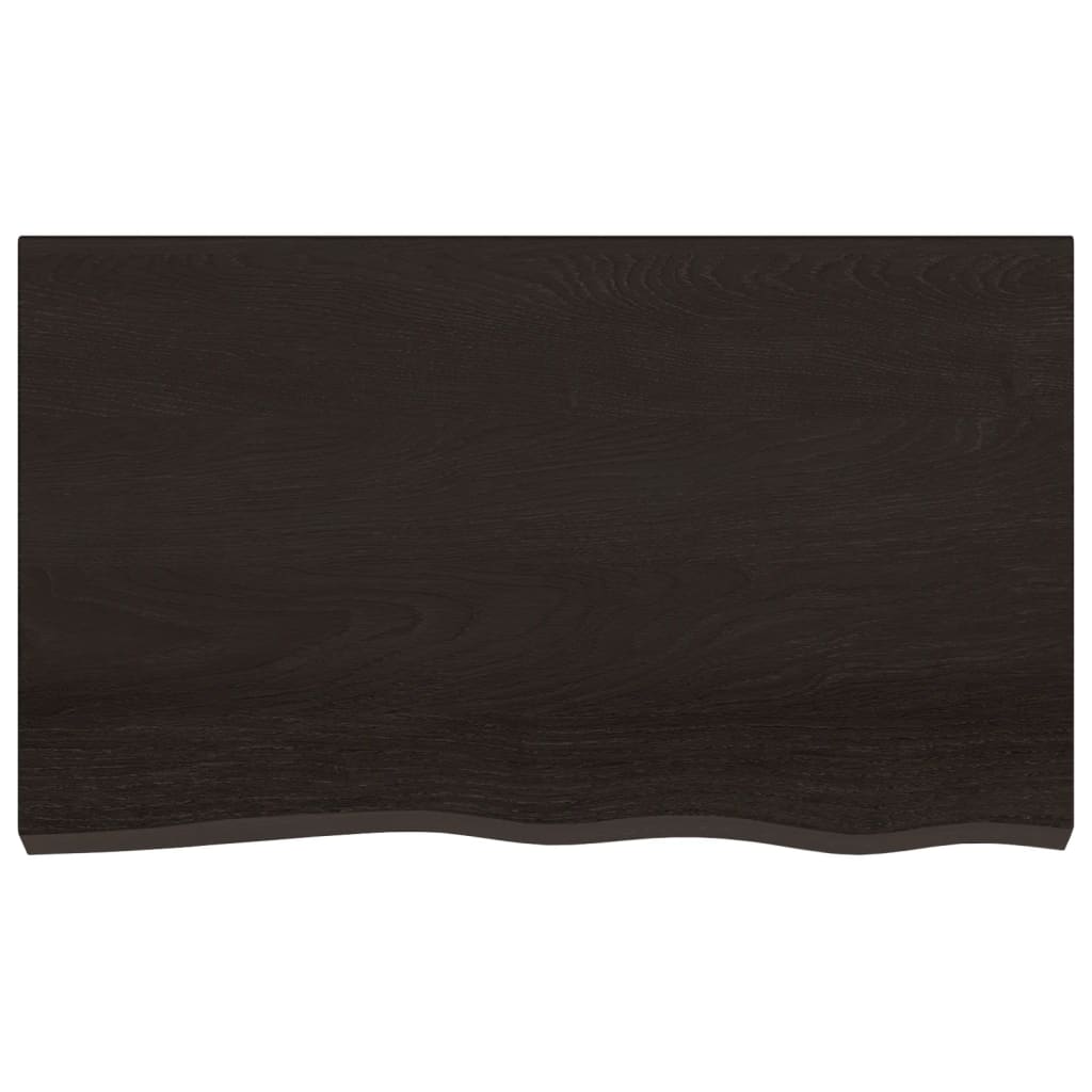 Tischplatte Dunkelbraun 100x60x2 cm Massivholz Eiche Behandelt