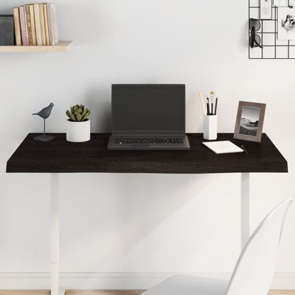 Tischplatte Dunkelbraun 100x60x2 cm Massivholz Eiche Behandelt