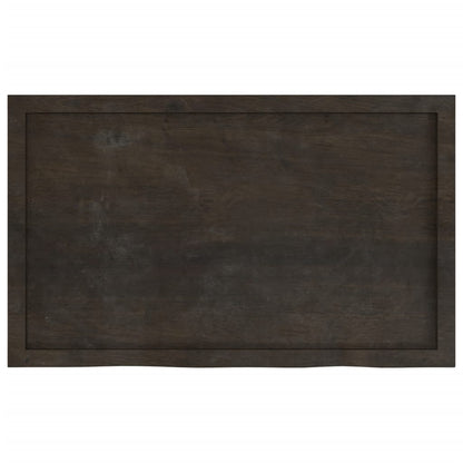 Tischplatte Dunkelbraun 100x60x(2-4)cm Massivholz Eiche
