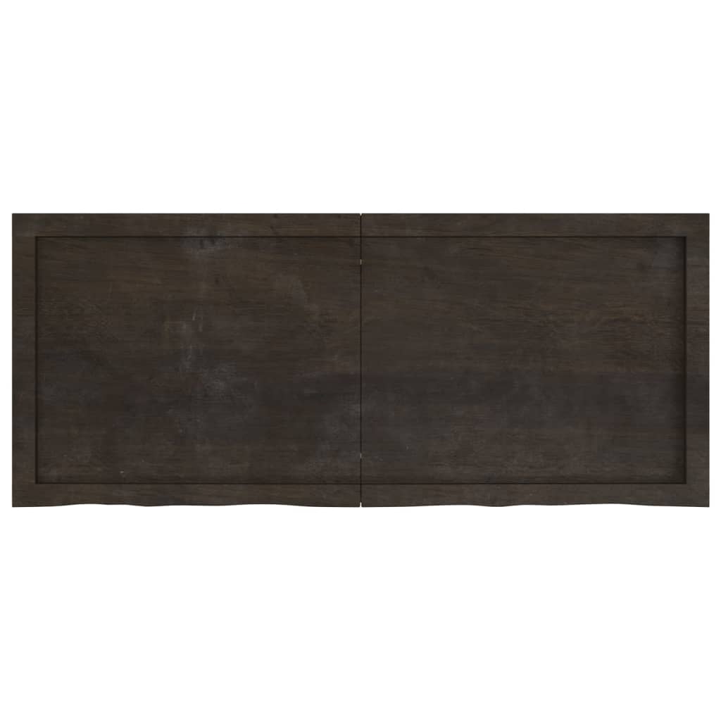 Tischplatte Dunkelbraun 120x50x(2-4)cm Massivholz Eiche