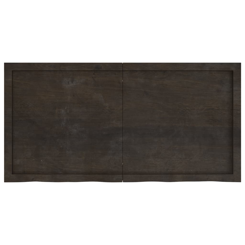 Tischplatte Dunkelbraun 120x60x(2-6)cm Massivholz Eiche