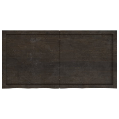 Tischplatte Dunkelbraun 120x60x(2-6)cm Massivholz Eiche