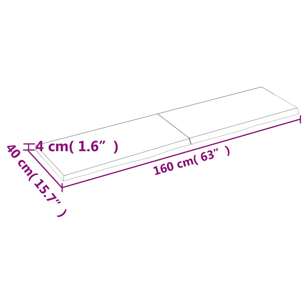 Tischplatte Dunkelbraun 160x40x(2-4)cm Massivholz Eiche