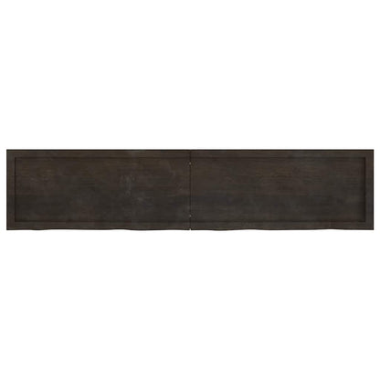 Tischplatte Dunkelbraun 180x40x(2-6)cm Massivholz Eiche