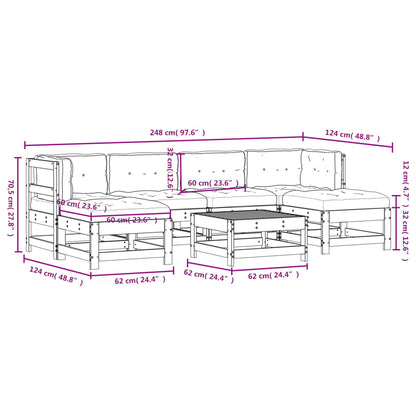 7-tlg. Garten-Lounge-Set mit Kissen Massivholz Douglasie