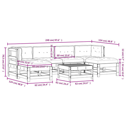 7-tlg. Garten-Lounge-Set mit Kissen Imprägniertes Kiefernholz