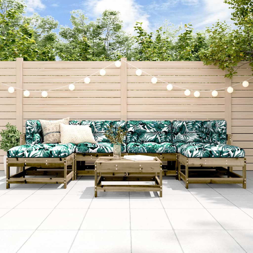 7-tlg. Garten-Lounge-Set mit Kissen Imprägniertes Kiefernholz
