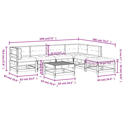 7-tlg. Garten-Lounge-Set mit Kissen Massivholz Douglasie