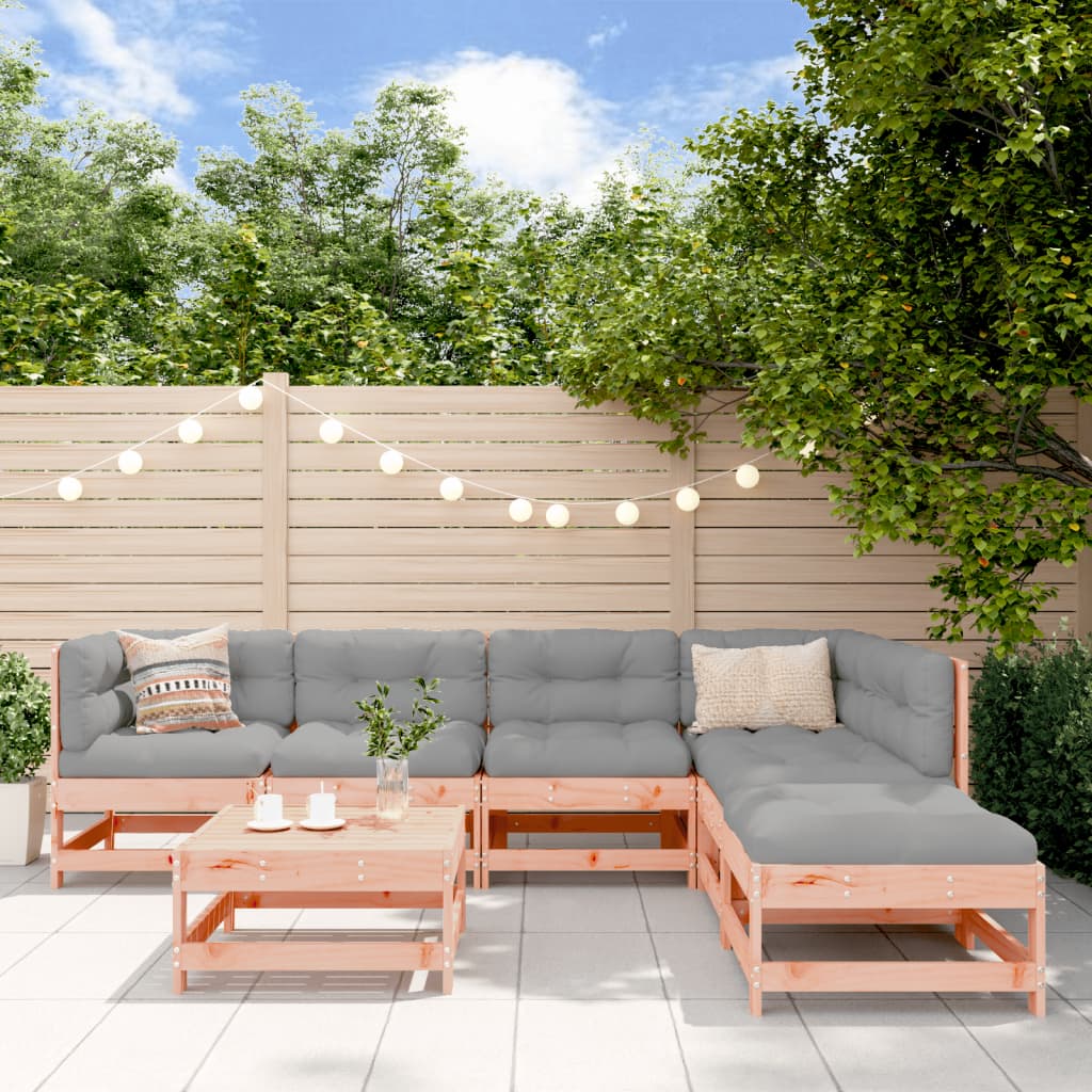 7-tlg. Garten-Lounge-Set mit Kissen Massivholz Douglasie