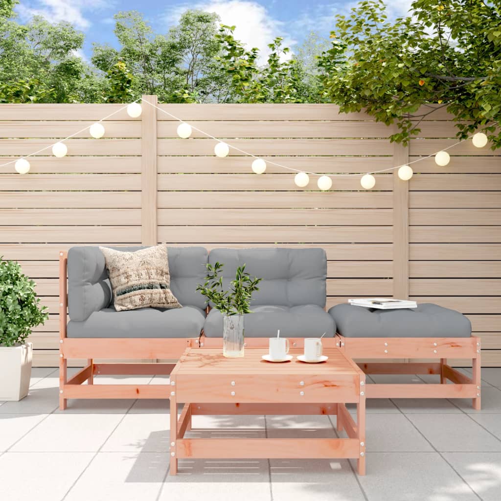 4-tlg. Garten-Lounge-Set mit Kissen Massivholz Douglasie