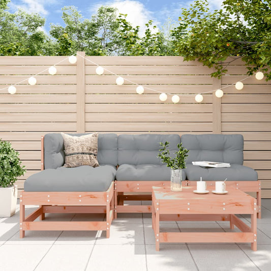 5-tlg. Garten-Lounge-Set mit Kissen Massivholz Douglasie