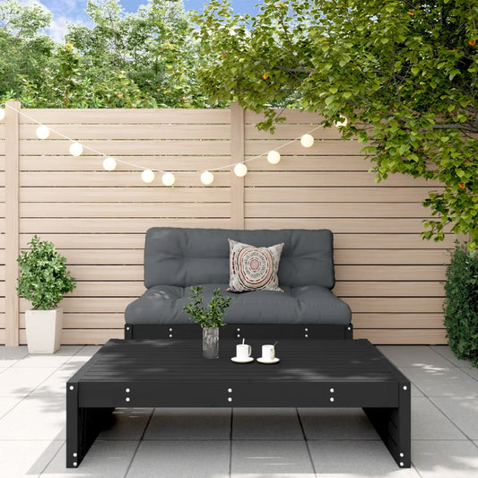 2-tlg. Garten-Lounge-Set mit Kissen Schwarz Massivholz