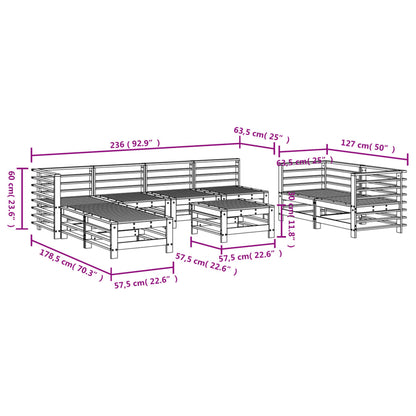 9-tlg. Garten-Lounge-Set Massivholz Kiefer
