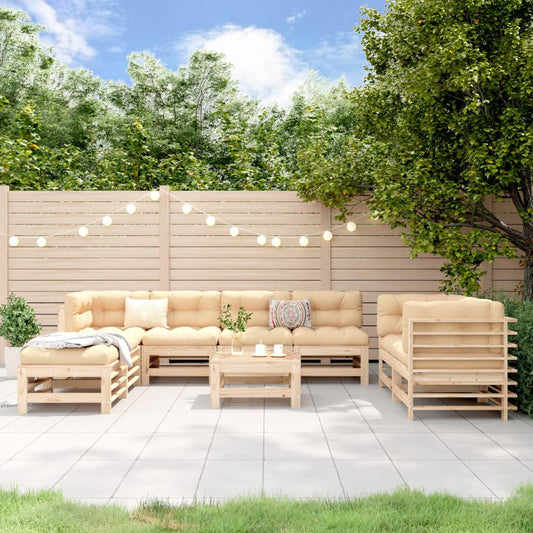 9-tlg. Garten-Lounge-Set Massivholz Kiefer
