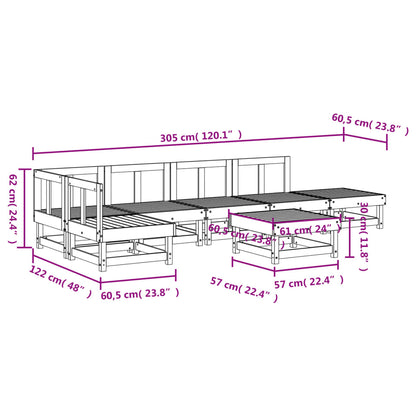 7-tlg. Garten-Lounge-Set Massivholz Douglasie