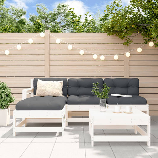 5-delt sæt Have Lounge Sæt Hvid Massiv Fyr