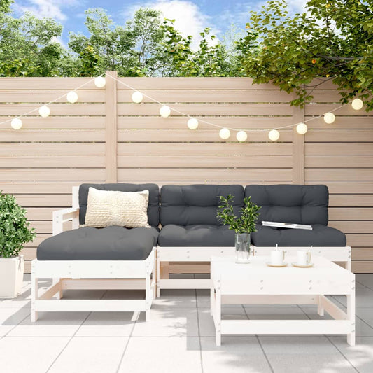 5-delt sæt Have Lounge Sæt Hvid Massiv Fyr
