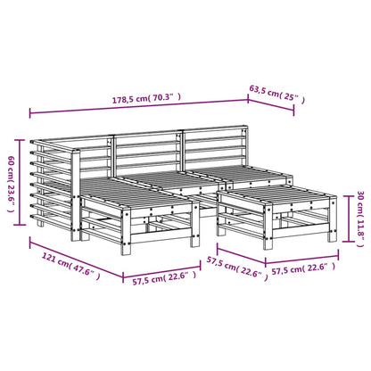 5-tlg. Garten-Lounge-Set Massivholz Kiefer