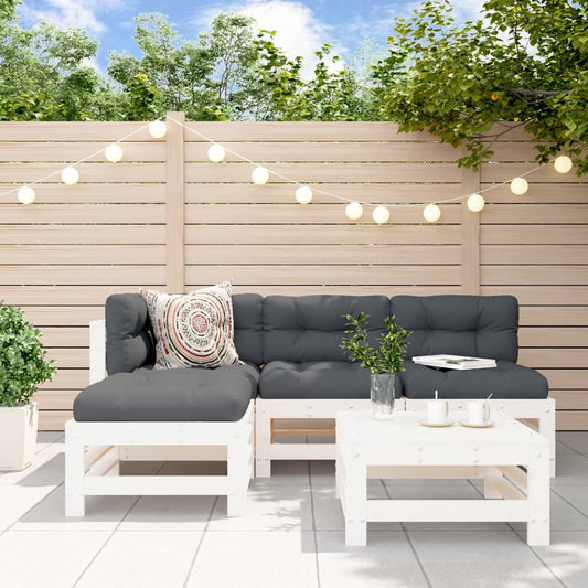 5-delt sæt Have Lounge Sæt Hvid Massiv Fyr