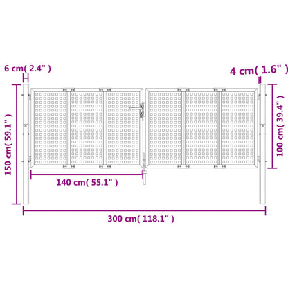 Gartentor Anthrazit 300x150 cm Stahl