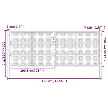 Gartentor Anthrazit 400x150 cm Stahl